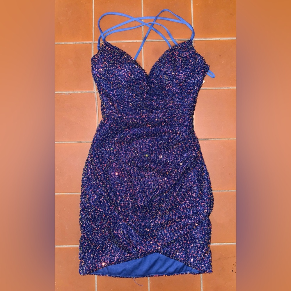 Alyce Paris Blue Sequin Dress